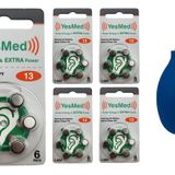 YesMed Extra Power 13 Numara İşitme Cihazı Pili (5 Paket x 6 Adet = 30 Adet Pil) + HEDİYE İşitme Cihazı El Pompası-Puar