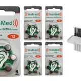 YesMed Extra Power 13 Numara İşitme Cihazı Pili (5 Paket x 6 Adet = 30 Adet Pil) + HEDİYE İşitme Cihazı Filtresi Gri Paket