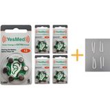 Yesmed Extra Power 13 Numara Işitme Cihazı Pili (5 Paket x 6 Adet = 30 Adet Pil) + Hediye Işitme Cihazı Hortumu (4 Adet, Orta-Standart Olan Kıvrılmış Hortum), Yesmed