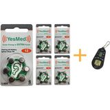 YesMed Extra Power 13 Numara İşitme Cihazı Pili (5 Paket x 6 Adet = 30 Adet Pil) + HEDİYE İşitme Cihazı Pil Ölçer 1 Adet