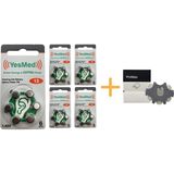YesMed Extra Power 13 Numara İşitme Cihazı Pili (5 Paket x 6 Adet = 30 Adet Pil) + HEDİYE ProWax Filtre