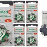 YesMed Extra Power 13 Numara İşitme Cihazı Pili (5 Paket x 6 Adet = 30 Adet Pil) + HEDİYE YesMed ProWax Filtre