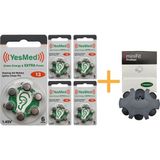 Yesmed Extra Power 13 Numara Işitme Cihazı Pili (5 Paket x 6 Adet = 30 Adet Pil ) + Yesmed Minifit Prowax Filtre