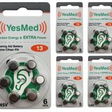 YesMed Extra Power 13 Numara İşitme Cihazı Pilleri (5 Paket x 6 Adet = 30 Adet Pil)