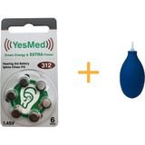 YesMed Extra Power 312 Numara İşitme Cihazı Pili (1 Paket = 6 Adet Pil) + HEDİYE İşitme Cihazı El Pompası-Puar