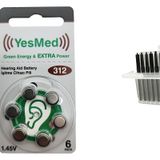 YesMed Extra Power 312 Numara İşitme Cihazı Pili (1 Paket = 6 Adet Pil + HEDİYE İşitme Cihazı Filtresi Şeffaf Paket