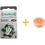 YesMed Extra Power 312 Numara İşitme Cihazı Pili (1 Paket = 6 Adet Pil) + HEDİYE İşitme Cihazı Nem Alıcı Tablet