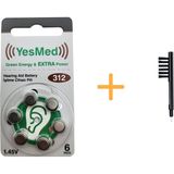 Yesmed Extra Power 312 Numara Işitme Cihazı Pili (1 Paket = 6 Adet Pil) + Hediye Mıknatıslı Işitme Cihazı Temizleme Fırçası