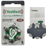 YesMed Extra Power 312 Numara İşitme Cihazı Pili (1 Paket = 6 Adet Pil) + HEDİYE YesMed ProWax Filtre