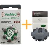 Yesmed Extra Power 312 Numara Işitme Cihazı Pili (1 Paket = 6 Adet Pil ) + Yesmed Minifit Prowax Filtre