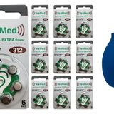 YesMed Extra Power 312 Numara İşitme Cihazı Pili (10 Paket x 6 Adet = 60 Adet Pil) + HEDİYE İşitme Cihazı El Pompası-Puar