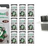 YesMed Extra Power 312 Numara İşitme Cihazı Pili (10 Paket x 6 Adet = 60 Adet Pil + HEDİYE İşitme Cihazı Filtresi Şeffaf Paket