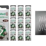 Yesmed Extra Power 312 Numara Işitme Cihazı Pili (10 Paket x 6 Adet = 60 Adet Pil) + Hediye Işitme Cihazı Hortumu (8 Adet, Orta-Standart Olan Kıvrılmış Hortum), Yesmed