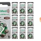 YesMed Extra Power 312 Numara İşitme Cihazı Pili (10 Paket x 6 Adet = 60 Adet Pil) + HEDİYE İşitme Cihazı Nem Alıcı Tablet
