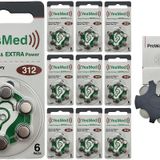 YesMed Extra Power 312 Numara İşitme Cihazı Pili (10 Paket x 6 Adet = 60 Adet Pil) + HEDİYE YesMed ProWax Filtre