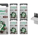 YesMed Extra Power 312 Numara İşitme Cihazı Pili (5 Paket x 6 Adet = 30 Adet Pil) + HEDİYE İşitme Cihazı Filtresi Gri Paket