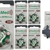 YesMed Extra Power 312 Numara İşitme Cihazı Pili (5 Paket x 6 Adet = 30 Adet Pil) + HEDİYE YesMed ProWax Filtre