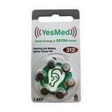 YesMed Extra Power 312 Numara İşitme Cihazı Pili, Kulaklık Pili, Duyma Pili, Kulak Pili, Kulak Cihazı Pili (1 Paket = 6 Adet Pil)