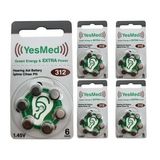 YesMed Extra Power 312 Numara İşitme Cihazı Pili, Kulaklık Pili, Duyma Pili, Kulak Pili, Kulak Cihazı Pili (5 Paket x 6 Adet = 30 Adet Pil)
