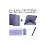 Yesnıce Galaxy S10 Plus 12.4'' X820 Uyumlu Standlı Kılıf Ve Dokunmatik Kalem Ve Klavye ve Mouse