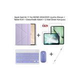 Yesnıce iPad Air 11 M2/M3 2024/2025 Uyumlu Standlı Kılıf Ve Dokunmatik Kalem Ve Klavye ve Mouse