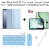 Yesnice Yesnıce Honor Magicpad 2 12.3 Inç Uyumlu Standlı Kılıf ve Dokunmatik Kalem ve Klavye ve Mouse - Mavi
