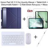 Yesnice Yesnıce Honor Pad V9 11.5 Inç 2025 Uyumlu Standlı Kılıf Dokunmatik Kalem ve Klavye Set - Lacivert