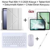 Yesnice Yesnıce Honor Pad X9A 11.5 Inç 2025 Uyumlu Standlı Kılıf Dokunmatik Kalem ve Klavye Set - Gri