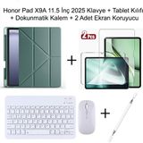 Yesnice Yesnıce Honor Pad X9A 11.5 Inç 2025 Uyumlu Standlı Kılıf Dokunmatik Kalem ve Klavye Set - Koyu Yeşil