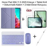 Yesnice Yesnıce Honor Pad X9A 11.5 Inç 2025 Uyumlu Standlı Kılıf Dokunmatik Kalem ve Klavye Set - Lavender