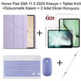 Yesnice Yesnıce Honor Pad X9A 11.5 Inç 2025 Uyumlu Standlı Kılıf Dokunmatik Kalem ve Klavye Set - Lila