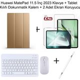 Yesnice Yesnıce Huawei Matepad 11.5 Inç 2023 Uyumlu Standlı Kılıf ve Dokunmatik Kalem ve Klavye ve Mouse - Gold