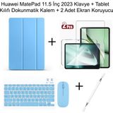 Yesnice Yesnıce Huawei Matepad 11.5 Inç 2023 Uyumlu Standlı Kılıf ve Dokunmatik Kalem ve Klavye ve Mouse - Mavi