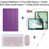 Yesnice Yesnıce Huawei Matepad 11.5 Inç 2023 Uyumlu Standlı Kılıf ve Dokunmatik Kalem ve Klavye ve Mouse - Mor