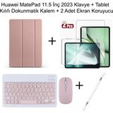 Yesnice Yesnıce Huawei Matepad 11.5 Inç 2023 Uyumlu Standlı Kılıf ve Dokunmatik Kalem ve Klavye ve Mouse - Rose Gold