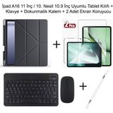 Yesnice Yesnıce Ipad A16 11.nesil / 10.nesil 10.9 Inç Uyumlu Standlı Kılıf ve Dokunmatik Kalem ve Klavye Set - Siyah