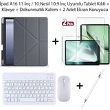 Yesnice Yesnıce Ipad A16 11.nesil / 10.nesil 10.9 Inç Uyumlu Standlı Kılıf ve Dokunmatik Kalem ve Klavye Set - Uzay Grisi