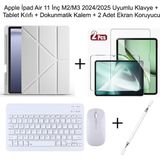 Yesnice Yesnıce iPad Air 11 M2/m3 2024/2025 Uyumlu Standlı Kılıf ve Dokunmatik Kalem ve Klavye ve Mouse - Gri