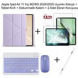 Yesnice Yesnıce iPad Air 11 M2/m3 2024/2025 Uyumlu Standlı Kılıf ve Dokunmatik Kalem ve Klavye ve Mouse - Lila