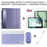 Yesnice Yesnıce Samsung Galaxy A9 Plus 11 Inç Uyumlu Standlı Kılıf ve Dokunmatik Kalem ve Klavye ve Mouse - Lavender