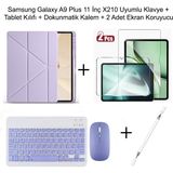 Yesnice Yesnıce Samsung Galaxy A9 Plus 11 Inç Uyumlu Standlı Kılıf ve Dokunmatik Kalem ve Klavye ve Mouse - Lila