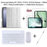 Yesnice Yesnıce Samsung Galaxy S10 Fe / S9 Fe / S9 10.9 Inç Uyumlu Standlı Kılıf ve Dokunmatik Kalem ve Klavye ve Mouse - Gri