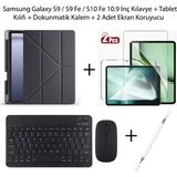 Yesnice Yesnıce Samsung Galaxy S10 Fe / S9 Fe / S9 10.9 Inç Uyumlu Standlı Kılıf ve Dokunmatik Kalem ve Klavye ve Mouse - Siyah