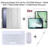 Yesnice Yesnıce Samsung Galaxy S10 Lite 10.9 Inç Uyumlu Standlı Kılıf ve Dokunmatik Kalem ve Klavye ve Mouse - Gri
