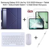 Yesnice Yesnıce Samsung Galaxy S10 Lite 10.9 Inç Uyumlu Standlı Kılıf ve Dokunmatik Kalem ve Klavye ve Mouse - Lacivert