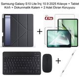 Yesnice Yesnıce Samsung Galaxy S10 Lite 10.9 Inç Uyumlu Standlı Kılıf ve Dokunmatik Kalem ve Klavye ve Mouse - Siyah