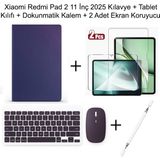 Yesnice Yesnıce Xiaomi Redmi Pad 2 11 Inç 2025 Uyumlu Standlı Kılıf Dokunmatik Kalem ve Klavye Set - Lacivert