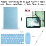 Yesnice Yesnıce Xiaomi Redmi Pad 2 11 Inç 2025 Uyumlu Standlı Kılıf Dokunmatik Kalem ve Klavye Set - Mavi