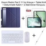 Yesnice Yesnıce Xiaomi Redmi Pad 2 11 Inç Uyumlu Standlı Kılıf Dokunmatik Kalem ve Klavye Set - Lacivert