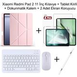Yesnice Yesnıce Xiaomi Redmi Pad 2 11 Inç Uyumlu Standlı Kılıf Dokunmatik Kalem ve Klavye Set - Pembe